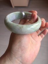 Load image into Gallery viewer, 56.5mm certificated Type A 100% Natural sunny green/purple/yellow  Monet’s Water Lilies Jade bangle E62-1029