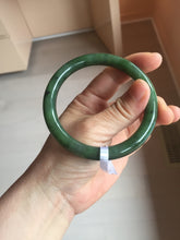 Load image into Gallery viewer, 59mm certified 100% Natural dark green black (碧玉) round cut nephrite Jade bangle HT107-1580