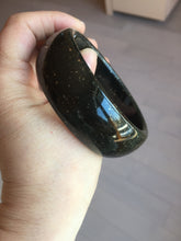 Load image into Gallery viewer, 61mm 100% Natural dark green/black meteorite Stellar Night sky broad style nephrite Jade bangle HF92-1032