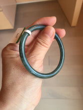 Load image into Gallery viewer, 54mm Certified Type A 100% Natural dark green/blue/gray with Guatemala slim round cut Jadeite bangle BG199-8829