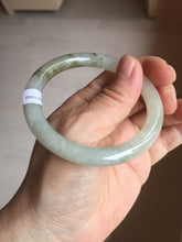 Load image into Gallery viewer, 54mm Certified type A 100% Natural light green dark green floating seaweed round cut Jadeite bangle PC60-6625