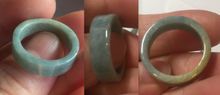Load image into Gallery viewer, 17.1mm 6 3/4 100% natural type A icy watery green/blue icy watery Guatemala jadeite jade band ring group AQ86