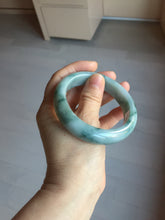 Load image into Gallery viewer, 57mm Certified Type A 100% Natural green/blue with green floating flowers chubby Jadeite bangle PB238-9555