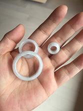 Load image into Gallery viewer, 33.6/23.5/14.7mm Type A 100% Natural light purple white Jadeite Jade concentric circle safety Guardian ring pendant set BK113
