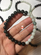 Load image into Gallery viewer, 7.6-8mm 100% natural white/black/blue/green/brown(Wuji, Mocui) jadeite jade beads bracelet BP148