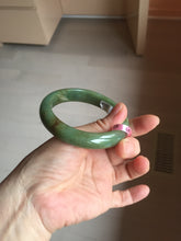 Load image into Gallery viewer, 56mm Certified Type A 100% Natural Pine Green subtle mottling russet accent Jadeite bangle KS40-1642