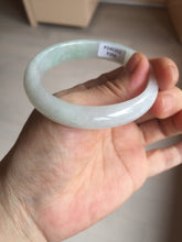 Load image into Gallery viewer, 47.5mm certified 100% natural Type A icy watery green white  oval jadeite jade bangle BP46-9356