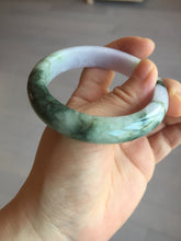 Load image into Gallery viewer, 54.8mm certified 100% natural Type A light purple dark green jadeite jade bangle E141-3921