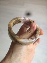 Load image into Gallery viewer, 54.9mm 100% natural pink/black time series(时光系列) rose stone (Rhodonite)square bangle XY83