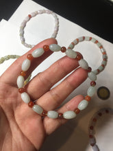 Load image into Gallery viewer, 100% natural type A icy watery light purple/green/white jadeite jade bead bracelet BK109