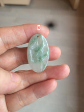Load image into Gallery viewer, 100% Natural type A light green safe and sound pendant with the carved hieroglyph of "Buddha" jadeite Jade pendant group B99