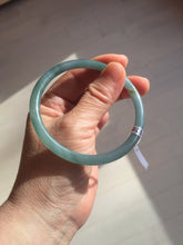 Load image into Gallery viewer, 59.2mm Certified Type A 100% Natural icy watery deep sea dark green/purple/blue/gray/black slim round cut Guatemala Jadeite bangle AU75-3792