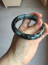Load image into Gallery viewer, 55mm Certified Type A 100% Natural dark green black/white (black water and white mountains,白山黑水) Jadeite bangle PD140-6240