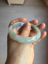 Load image into Gallery viewer, 55.3mm Certified Type A 100% Natural light green with carved Ancient Coin, Auspicious Cloud, and Lingzhi Jadeite Jade bangle PD146-6252