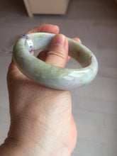 Load image into Gallery viewer, 56.5mm certificated Type A 100% Natural sunny green/purple/yellow  Monet’s Water Lilies Jade bangle E62-1029