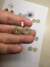 Load image into Gallery viewer, 12.5mm 100% Natural icy watery light green/yellow softy button donut dangling jadeite Jade earring group B207