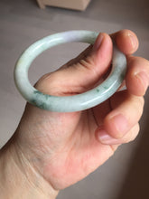 Load image into Gallery viewer, 54.2mm Certified type A 100% Natural light green white purple brown(FU LU SHOU) with green floating flowers round cut Jadeite bangle Q132-2859