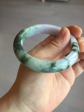Load image into Gallery viewer, 54.8mm certified 100% natural Type A light purple dark green jadeite jade bangle E141-3921