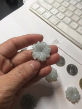 Load image into Gallery viewer, Type A 100% Natural light green/white/purple jadeite Jade flower Pendant PB47
