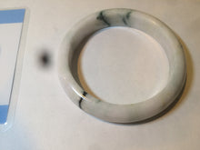 Load image into Gallery viewer, 59.4mm Certificated Type A 100% Natural White purple with green floating flowers Jadeite Jade bangle G110-1-9523
