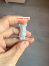 Load image into Gallery viewer, Type A 100% Natural light green white jadeite jade cute baby bear pendant BG93