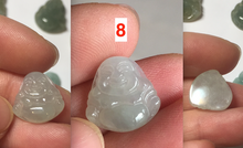 Load image into Gallery viewer, 100% Natural type A icy watery dark green/light green/yellow/white small happy Buddha (拇指佛) jadeite Jade pendant group AU18