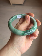 Load image into Gallery viewer, 60.5mm certified Type A 100% Natural sunny green gray black Jadeite Jade bangle BS81-9872