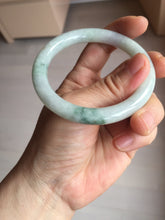 Load image into Gallery viewer, 54.2mm Certified type A 100% Natural light green white purple brown(FU LU SHOU) with green floating flowers round cut Jadeite bangle Q132-2859