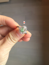 Load image into Gallery viewer, 100% natural type A icy watery green dark green four-prong jadeite jade ring group BP145