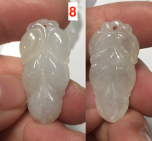 Load image into Gallery viewer, 100% natural type A icy watery white purple green jadeite jade  leaf pendant group F157