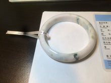 Load image into Gallery viewer, 59.6mm Certificated Type A 100% Natural White green red purplewith green floating flowers Jadeite Jade bangle G110-9546