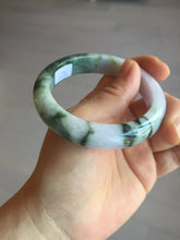 Load image into Gallery viewer, 54.8mm certified 100% natural Type A light purple dark green jadeite jade bangle E141-3921