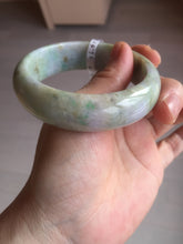 Load image into Gallery viewer, 56.5mm certificated Type A 100% Natural sunny green/purple/yellow  Monet’s Water Lilies Jade bangle E62-1029
