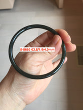 Load image into Gallery viewer, 55-63mm certified 100% Natural dark green black (青玉) slim round cut nephrite group Jade bangle HT106