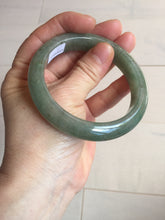Load image into Gallery viewer, 57.2mm certified Type A 100% Natural icy watery dark green gray Jadeite Jade bangle PC14-0371