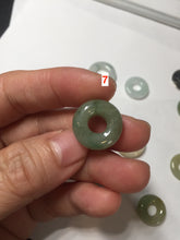 Load image into Gallery viewer, 16-19mm Type A 100% Natural icy watery sunny green white yellow Jadeite Jade safety Guardian ring bead set F134