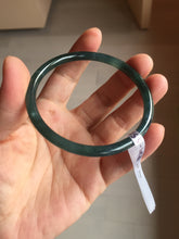 Load image into Gallery viewer, 58.3mm Certified Type A 100% Natural dark green/blue/gray Guatemala slim round cut Jadeite bangle BP201-5512