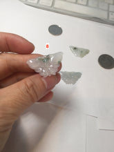 Load image into Gallery viewer, 100% Natural icy watery light green/white 3D Jadeite Jade butterfly pendant AF16