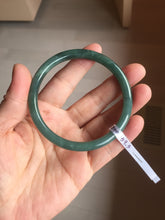 Load image into Gallery viewer, 59.5mm Certified Type A 100% Natural light green/blue/gray Guatemala slim round cut Jadeite bangle BP220-3800
