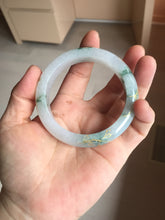 Load image into Gallery viewer, 55mm 100% Natural type A green white green floating flowers carved and golden-painted Jadeite Jade bangle PA168-2337