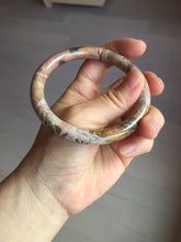 Load image into Gallery viewer, 58.9mm 100% natural pink brown black round cut rose stone (Rhodonite)bangle SY122