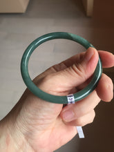 Load image into Gallery viewer, 59.5mm Certified Type A 100% Natural light green/blue/gray Guatemala slim round cut Jadeite bangle BP220-3800