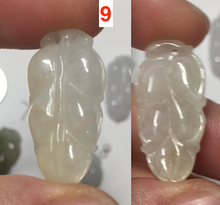 Load image into Gallery viewer, 100% natural type A icy watery white purple green jadeite jade  leaf pendant group F157
