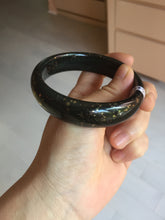 Load image into Gallery viewer, 60.3mm 100% Natural dark green/black meteorite Stellar Night sky nephrite bangle HN26-7598
