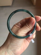 Load image into Gallery viewer, 58.3mm Certified Type A 100% Natural dark green/blue/gray Guatemala slim round cut Jadeite bangle BP201-5512