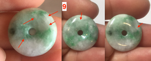 Load image into Gallery viewer, 19.3-22.4mm Type A 100% Natural sunny green/purple/gray Jadeite Jade Safety Guardian Button donuts Pendant group BL147