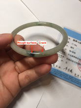Load image into Gallery viewer, 56mm Certified Type A 100% Natural sunny green/black/gray with dark green floating flowers slim round cut Jadeite bangle PD78-5771