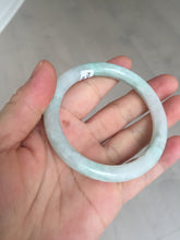 Load image into Gallery viewer, 54mm Certified type A 100% Natural sunny green/white round cut Jadeite bangle BN81-9817