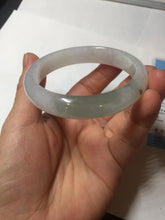 Load image into Gallery viewer, 54.2mm certified 100% natural Type A icy watery light watermelon rind oliy light green/purple/brown( 淡瓜油青) jadeite jade bangle BQ3-8153