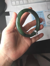 Load image into Gallery viewer, 56.3mm certified 100% Natural dark green black (碧玉) nephrite Jade bangle HT104-1584